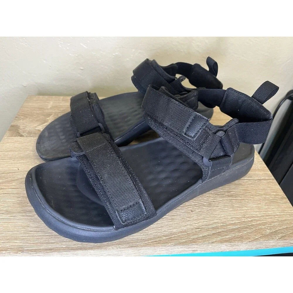 Hey Dude Men's Black Carson Sandals US Size 10 Hook And Loop Adjustable